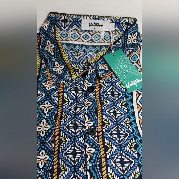 VATPAVE Mens L Summer Tropical Shirts Short Sleeve Button Down Hawaiian Shirt - Picture 3 of 4